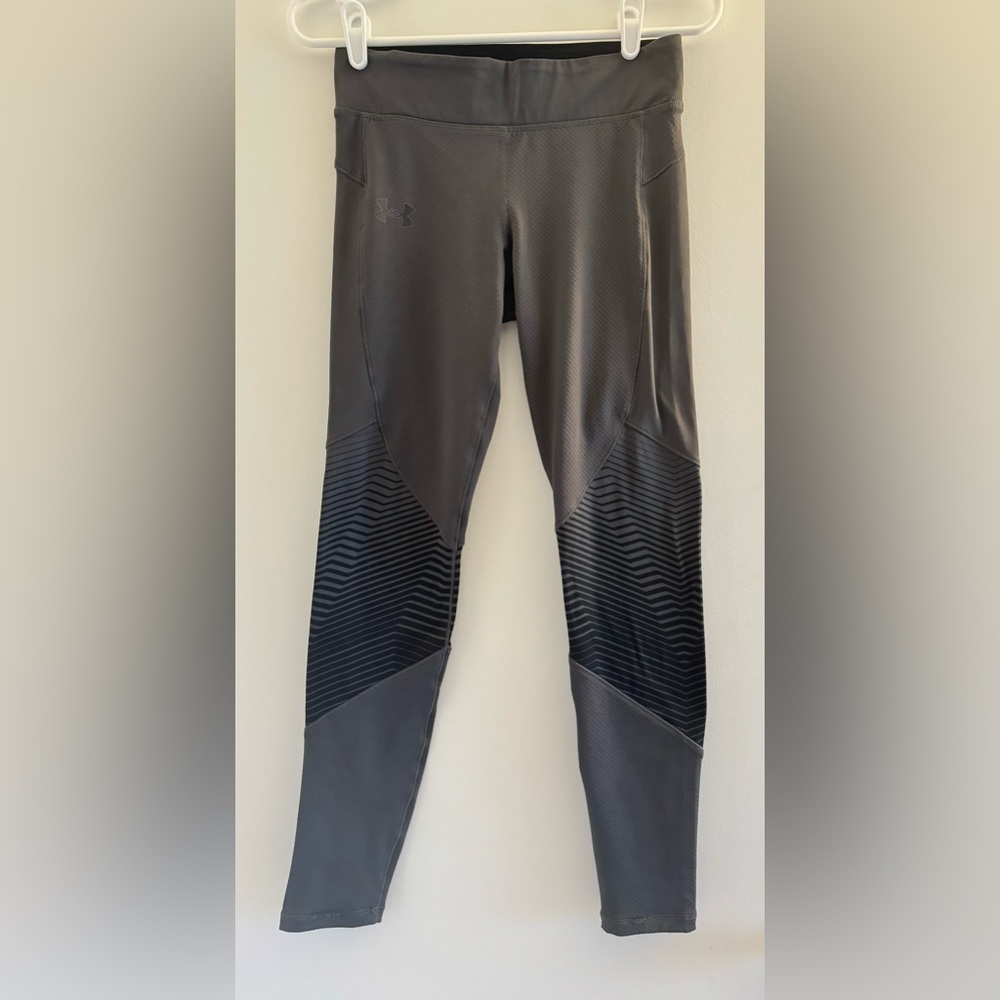 UNDER ARMOUR ATHLETIC LEGGINGS WOMENS SMALL DARK GRAY HIDDEN POCKET